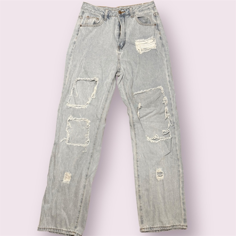Shein Light‎ Wash Distressed Ripped Jeans Women’s Size 6